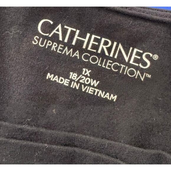 Catherines Suprema Collection 1X 18/20W Black Short TShirt Cotton Spandex - Picture 3 of 8
